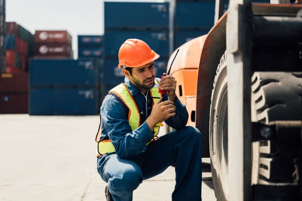 Man working on crane